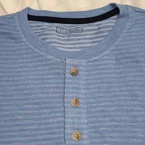 Club Rm Henley long-sleeve blue striped